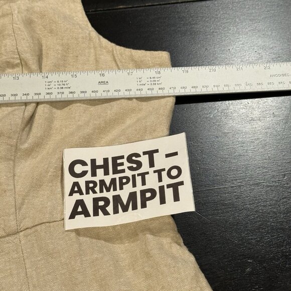 Old Navy Size XL Linen Blend Oatmeal Beige Sleeveless Smocked Midi Dress Beachy - Picture 6 of 9